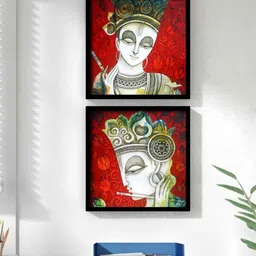 art street White Canvas Framed Wildlife Art Print Set of 2 image 1