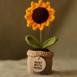 Yellow Sunflower Cotton 7 Inches Crochet Bouquet-image-84