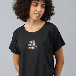 MKH Women Typography Drop-Shoulder Sleeves Dri-FIT Sports T-shirt-image-84