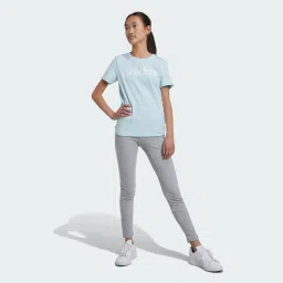 adidas essentials linear logo cotton slim fit tee girls training girls training image 3