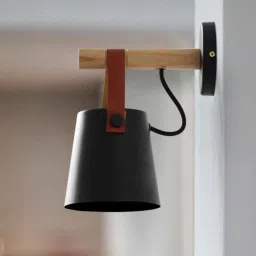 smartway lighting Newage Black Leather Wall Light image 1