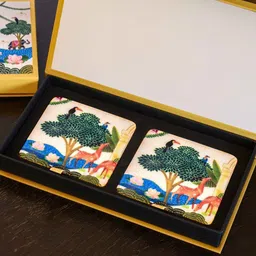 d'orable Unity In Fight Multicolour (4 x 4 Inches) Marble (Set of 2) Coasters image 1