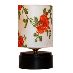 Orlando Orange & White Fabric Shade Night Lamp With Wood Base By BrightDaisy image 5