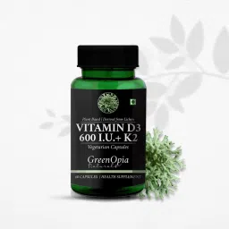 GreenOpia Vitamin D3 600 IU with K2, Plant Based Lichen 60 Liquid Filled Vegetarian Capsules-image-89