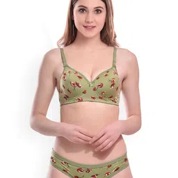 PIBU Floral Printed Lightly Padded Cotton Bra With Brief-picture-21
