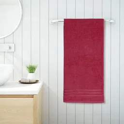 Welspun Maroon 380 GSM Pure Cotton Quick Dry High Absorbency Bath Towel-image-25
