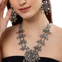 Shining Diva Oxidised Silver-Plated Jewellery Set-image-78