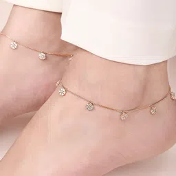 Zavya 925 Sterling Silver Rose Gold-Plated Artificial Stones Anklet-picture-58
