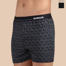 &CIRCUS Men Pack Of 3 Printed Boxers VANN:BXPS_3PK_ON_AR_HE-Architect,Onyx,Herringbone-picture-23