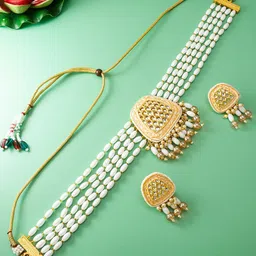 aadita Gold-Plated Stone-Studded & Beaded Jewellery Set-picture-34