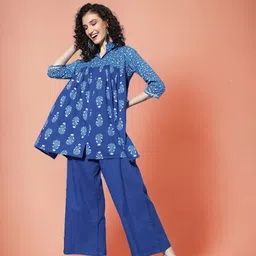 Ahalyaa Printed Pure Cotton Tunic & Trousers Ethnic Co-Ord Set-picture-40
