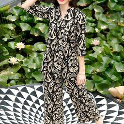 GoSriKi Printed Mandarin Collar Tunic With Palazzo-picture-4