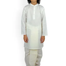Sethukrishna Boys Cream-Coloured Pure Cotton Kurti with Trousers image 1