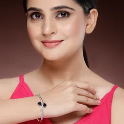 ZENEME Rhodium-Plated American Diamond Studded Kada Bracelet-picture-30