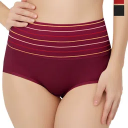 Bella Voste Pack Of 3 Striped High Waist Cotton Shapewear Briefs-picture-23