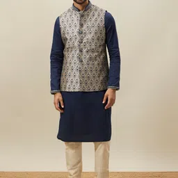Manyavar Mandarin Collar Kurta With Churidar & Nehru Jacket-picture-32