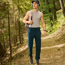 ASICS Men Dark Blue Solid Slim-Fit Joggers With Logo Print image 1