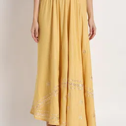 Moda Rapido Women Embroidered Flared Maxi Skirt-image-54