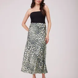 FableStreet Animal Printed A-Line Flared Midi Skirt-picture-23