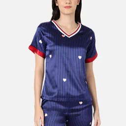 GRACIT Women Navy Blue & White Printed Night suit image 1