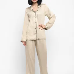 shopbloom Lapel Collar Ultra Soft Satin Night suit-picture-11