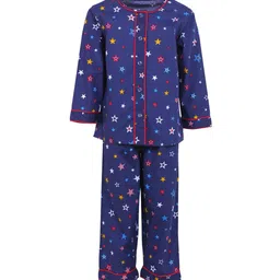 A Little Fable Girls Navy Blue & Red Printed Pure Cotton Night suit-picture-22