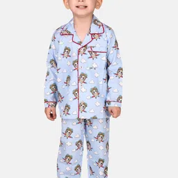 Hippodrome Kids Blue Rescue Rangers Printed Cotton Full Sleeves Night Suit-picture-26
