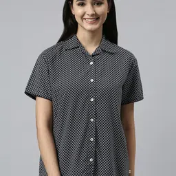 Enamor Women Black & White Checked Night suit-picture-31