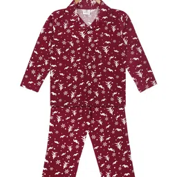 Hippodrome Kids Red & White Christmas Santa Claus Snowflake Flannel Pure Cotton Night suit-picture-25