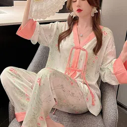 LULU & SKY Floral Printed Satin Night Suit-picture-20