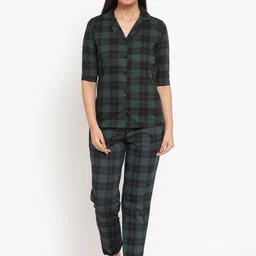 Claura Women Checked Pure Cotton Night suit-picture-15