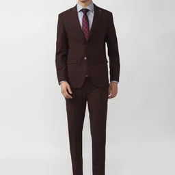 Peter England Elite Men Brown Solid Single-Breasted Slim-Fit Two-Piece Formal Suit-picture-32