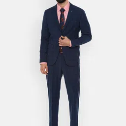 Louis Philippe Men Checked Slim Fit Single-Breasted Formal 2-Piece Suit-picture-35