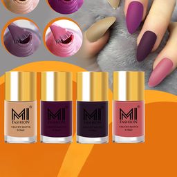 MI FASHION Set of 4 Velvet Matte Long Lasting Nail Polish - 9.9 ml Each-picture-22