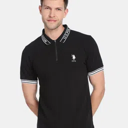 U.S. Polo Assn. Men Polo Collar Monochrome Slim Fit T-shirt-picture-31