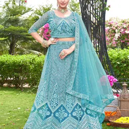 Kvsfab Ethnic Motifs Embroidered Sequinned Semi-Stitched Lehenga & Blouse With Dupatta-picture-37