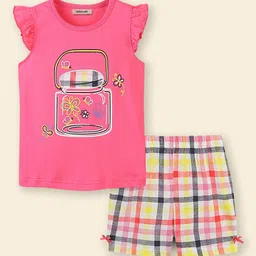 INCLUD Girls Round Neck Short Sleeves Printed T-shirt with Shorts-picture-32