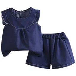 StyleCast Girls Blue Ruffles Detail Top with Shorts-image-0