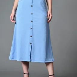 DressBerry Ribbed Embellished A-Line Midi Slit Skirt-picture-24
