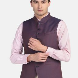 Blackberrys Men Solid Woven Slim-Fit Nehru Jacket-picture-21