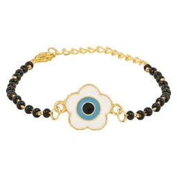 I Jewels Gold-Plated Beaded & Evil Eye Mangalsutra Link Bracelet image 1