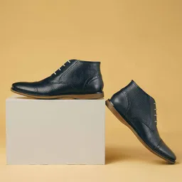 Ruosh Men Textured Perforated Leather Regular Boots image 1