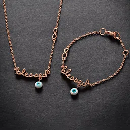 MINUTIAE Rose Gold-Plated Crystals-Studded Jewellery Set-picture-13