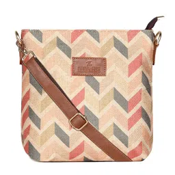 THE CLOWNFISH Cream-Coloured Geometric Structured Sling Bag-image-30