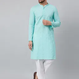 See Designs Mandarin Collar Ethnic Motifs Embroidered Thread Work Cotton Kurta-picture-13