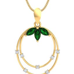 KUBERBOX Emerald Traditional18KT Gold Diamond-Studded Pendant-1.17 gm-image-82