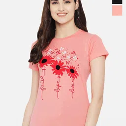 Fabflee Pack Of 3 Floral Printed Regular Fit Pure Cotton Casual T-Shirt-picture-12