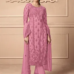 ODETTE Embroidered Semi-Stitched Dress Material-picture-25