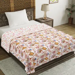 Sangria Brown & White Ethnic Motifs Printed 150 GSM Single Dohar-image-21