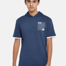 Coolsters by Pantaloons Boys Blue Hooded Cotton T-shirt-picture-44